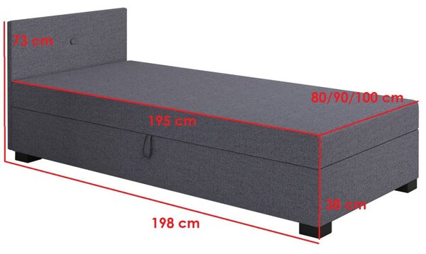 Jednolůžková postel 90x195 TYGY 1 - černá