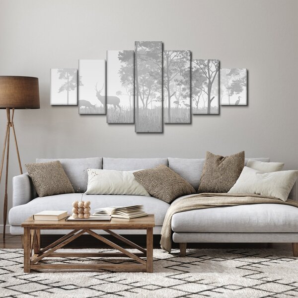 Obraz - Louka s jeleny (210x100 cm)