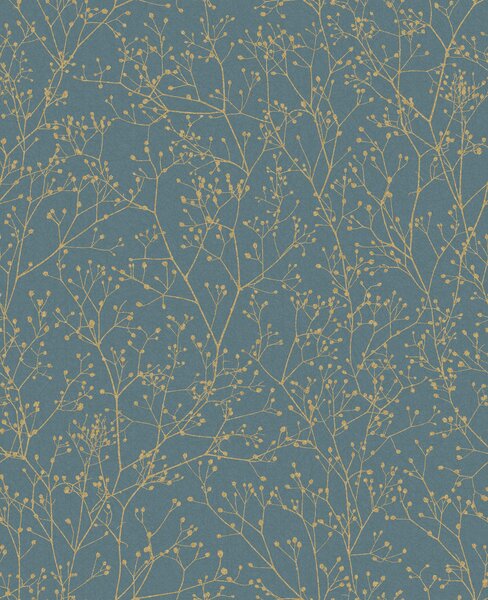 Modro-zlatá vliesová tapeta na zeď, květiny, 120384, Wiltshire Meadow, Clarissa Hulse