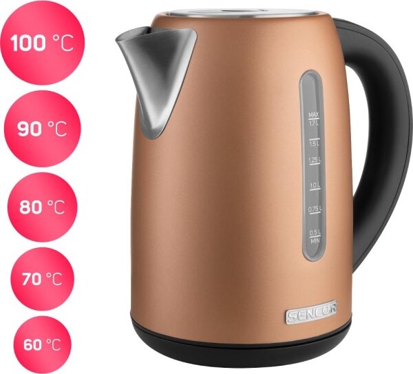 Sencor - Rychlovarná konvice s termoregulací 1,7 l 2150W/230V měděná