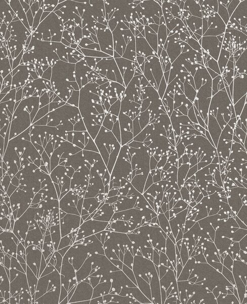 Hnědo-stříbrná vliesová tapeta na zeď, květiny, 120369, Wiltshire Meadow, Clarissa Hulse