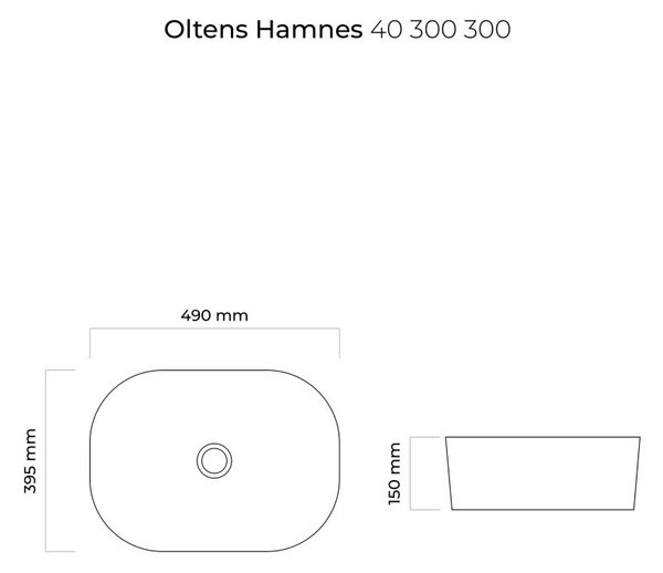 Oltens Hamnes umyvadlo 49x39.5 cm oválné na pult černá 40300300