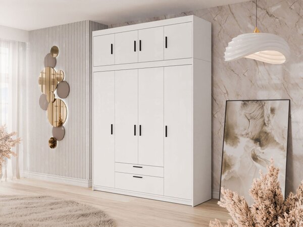 Šatní skříň se zásuvkami Melen 4D + nástavcem, Barva: dub lefkas 5903211436499