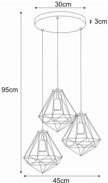 Kaja Marko závěsné svítidlo 3x60 W černá K-4006