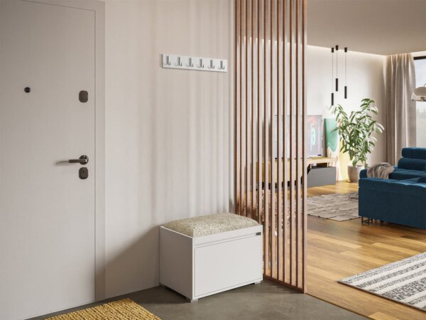 Nábytek do předsíně Konkor 60 + čalouněný nástěnný panel Pag 60x30, Barva: bílá, Barva látek:: Manila 09 5903211043970