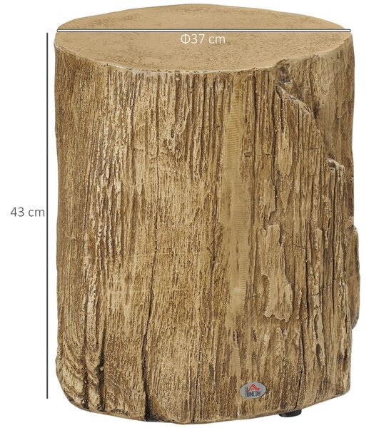 HOMCOM Noční stolek ve stylu dřevěného pařezu, voděodolný, konferenční stolek z anorganického prášku, stůl do obývacího pokoje, 37 x 37 x 43 cm, příro