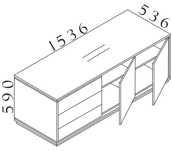 Kontejner Creator 153,6 x 53,6 cm, 3-modulový, antracit / bílá
