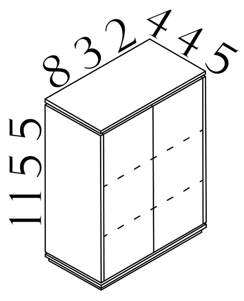 Střední skříň Creator 83,2 x 44,5 x 115,5 cm, bílá / antracit