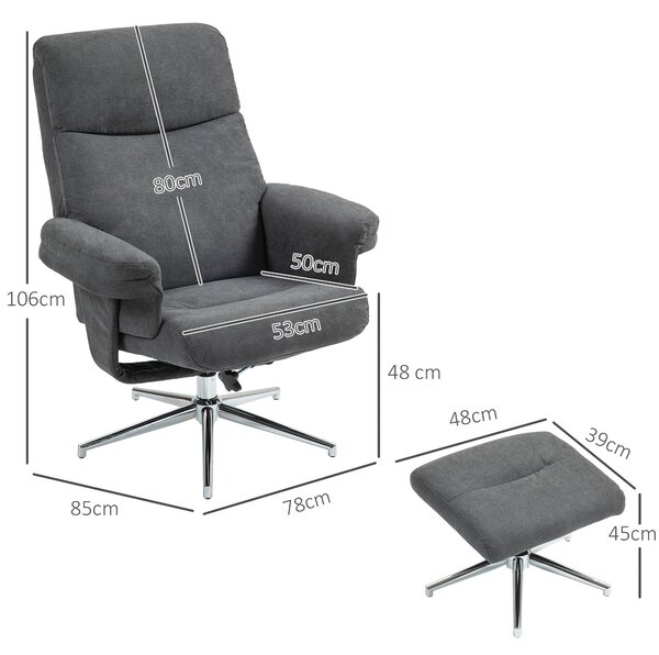 HOMCOM Relaxační Křeslo s Podnožkou, Polstrované TV Křeslo s Funkcí Polohování, Lounge Křeslo s Vzhledem Sametu, nosnost až 150 kg, do Obývacího Pokoj