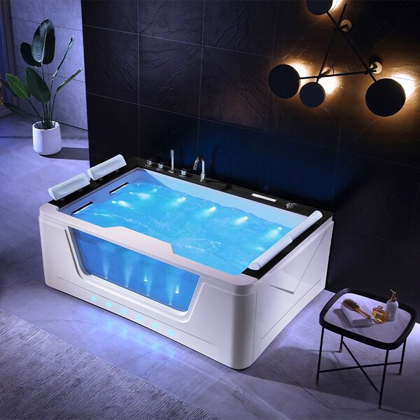 BPS-koupelny Hydromasážní vana HYD-ZE934 192x131bílá/černá s ohřevem vody
