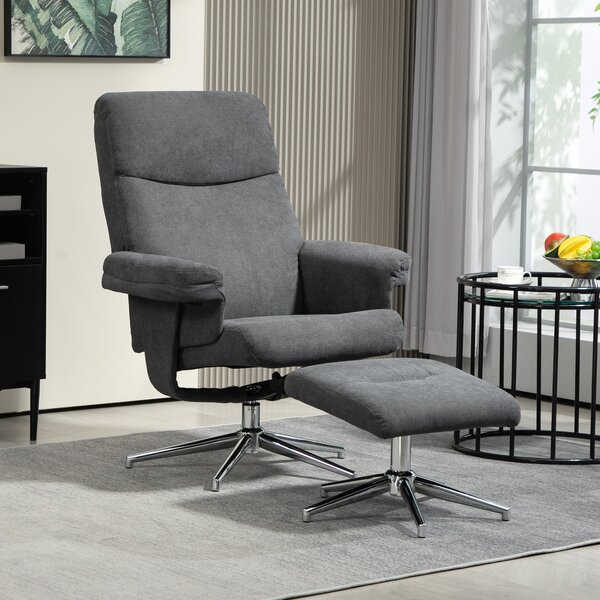 HOMCOM Relaxační Křeslo s Podnožkou, Polstrované TV Křeslo s Funkcí Polohování, Lounge Křeslo s Vzhledem Sametu, nosnost až 150 kg, do Obývacího Pokoj