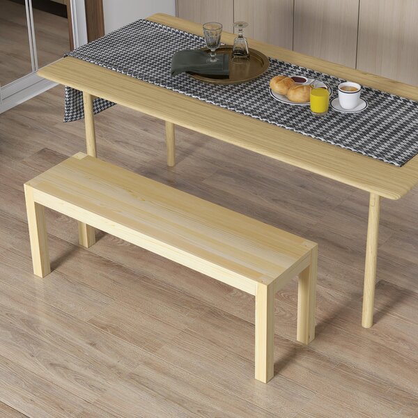 HOMCOM Dvousedací Dřevěná Lavice v Inspiračním Stylu pro Obývací Pokoj, Kuchyni a Vstup, Borové Dřevo, Nosnost až 240 kg, 120 x 33 x 45 cm, Přírodní |