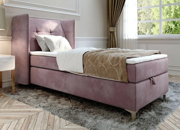 (3893) BOXSPRING postel s boxem a topperem 90/200 cm růžová