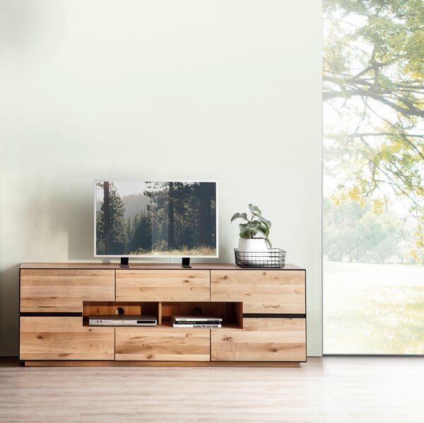 KOMODA POD TELEVIZI, divoký dub, antracitová, 181/62/47 cm Linea Natura