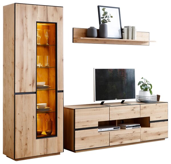 KOMODA POD TELEVIZI, divoký dub, antracitová, 181/62/47 cm Linea Natura