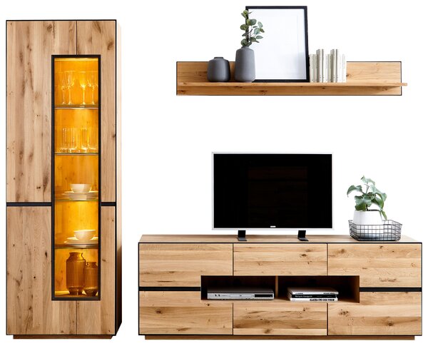 KOMODA POD TELEVIZI, divoký dub, antracitová, 181/62/47 cm Linea Natura