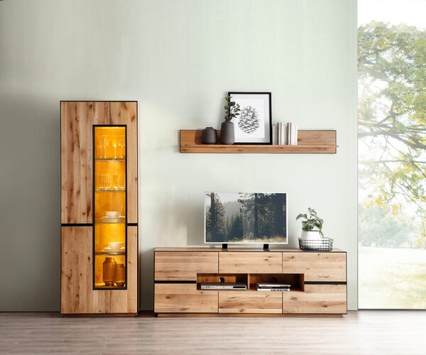 KOMODA POD TELEVIZI, divoký dub, antracitová, 181/62/47 cm Linea Natura