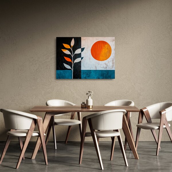 Skleněný obraz - Abstrakce rostliny a slunce (70x50 cm)