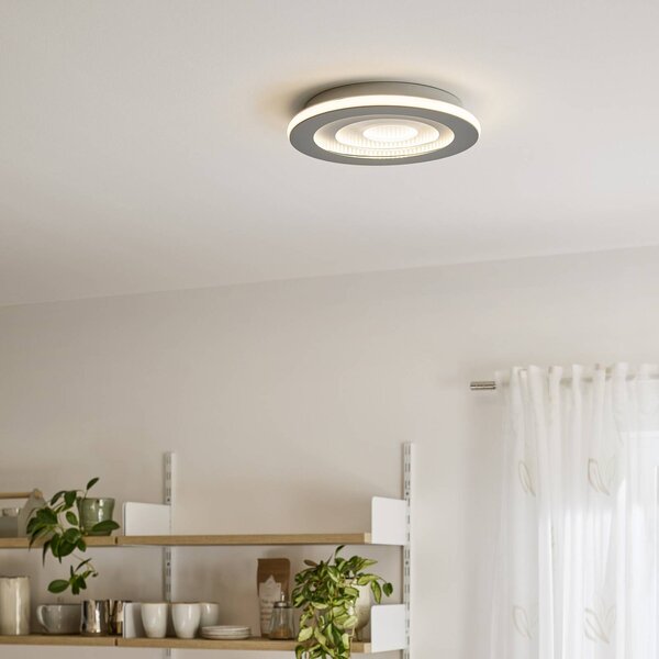 OSRAM LED stropní svítidlo ORBIS SPIRAL CENTRAL LIGHT, Ø 40 cm, šedé, stmívatelný, Hliník / šedá / zinek, Obývací pokoj / jídelna, kov, Moderní