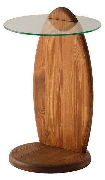 Příruční stolek Surfiuse (kaštan + sklo)