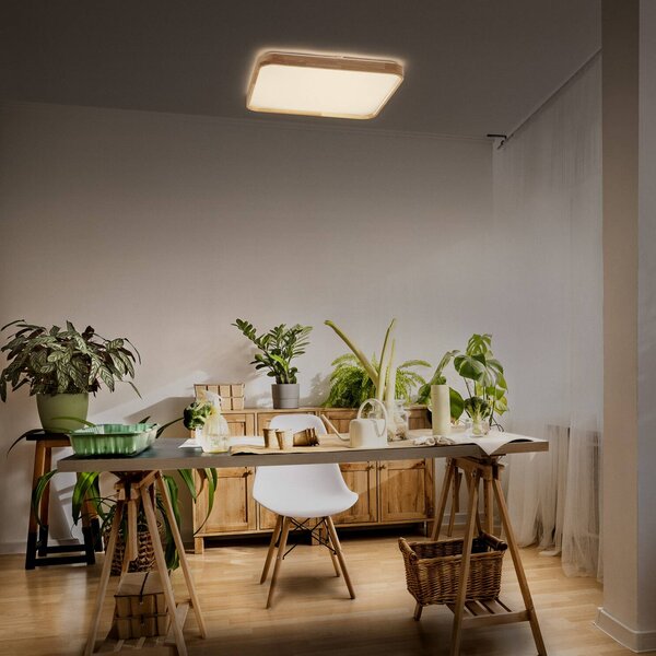 OSRAM LED stropní svítidlo ORBIS ALICIA, 29 x cm, dřevo, ClickDim, stmívatelný, Světlé dřevo, Obývací pokoj / jídelna, kov, Moderní