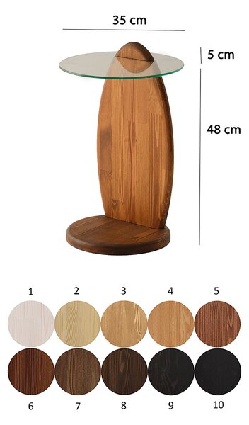 Příruční stolek Surfiuse (kaštan + sklo)