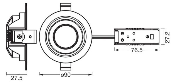 OSRAM Sada 3 podhledových bodových svítidel OSRAM, 2 700 K, 120°, mosaz, Ø 9 cm, Mosaz / zlato, Obývací pokoj / jídelna, Hliník, Moderní, Zapuštěné kulaté