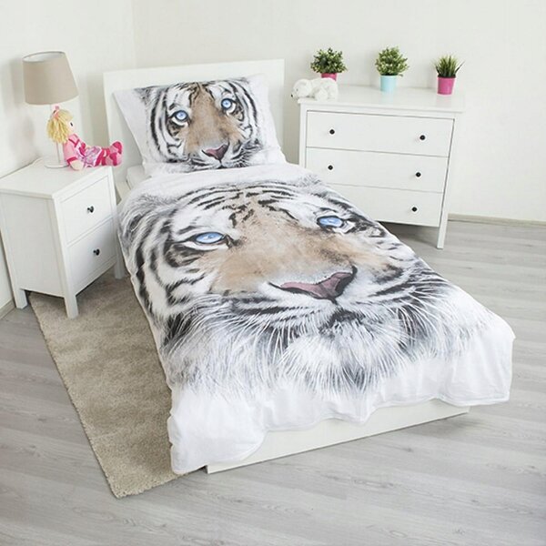 Povlečení 140x200 Tygr bílý 8088 Tiger white povlak 70x90