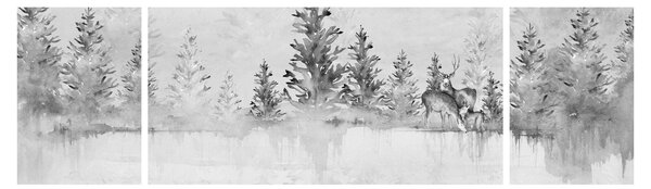 Obraz - Jeleni u jezera (170x50 cm)