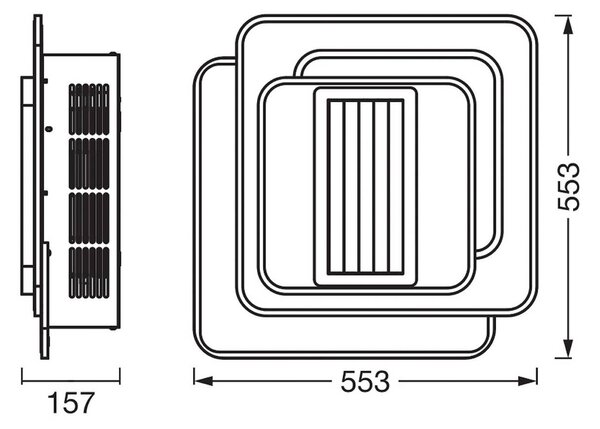 OSRAM Stropní ventilátor s LED osvětlením GRILL 55 × cm, bílý, dálkovým, stmívatelný, Bílá / opál, Obývací pokoj / jídelna, kov, Moderní