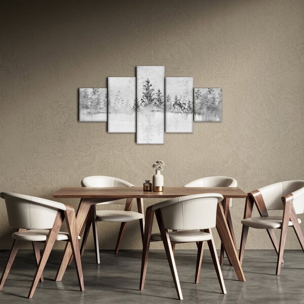 Obraz - Jeleni u jezera (125x70 cm)