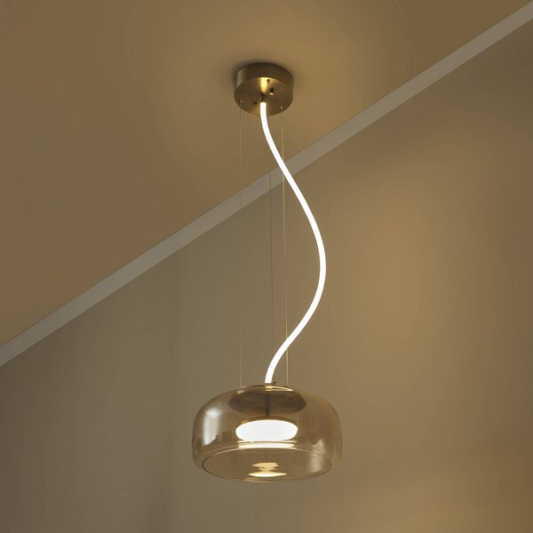 OSRAM Závěsné světlo DECOR GLOW, jantarová/zlatá, Ø 38 cm, směřující, Mosaz / zlato, Obývací pokoj / jídelna, Sklo, Moderní