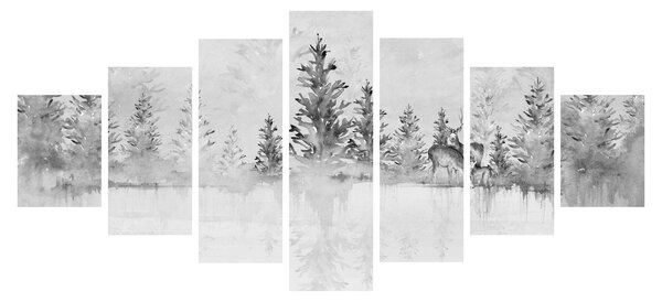 Obraz - Jeleni u jezera (210x100 cm)