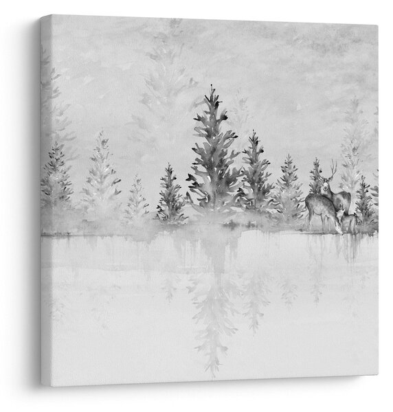 Obraz - Jeleni u jezera (30x30 cm)