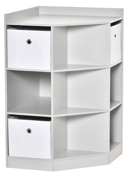 HOMCOM Dětská rohová police se 3 úložnými boxy - Dětská police na hračky pro děti ve věku 3-12 let, Šedá, 57,4 x 57,4 x 94 cm | Aosom