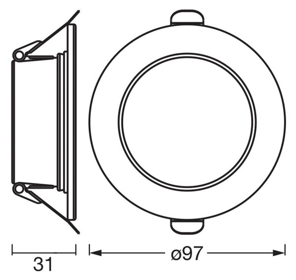 OSRAM LED podhledové svítidlo ESSENTIAL, bílé, Ø 9,7 cm, IP44, sada 3 ks, Bílá / opál, Koupelna, kov, Zapuštěné kulaté