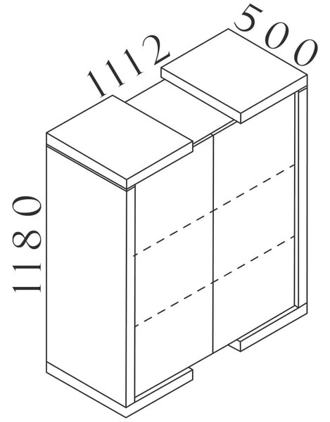 Střední skříň Lineart 111,2 x 50 x 118 cm, jilm světlý / antracit
