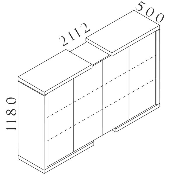 Střední skříň Lineart 211,2 x 50 x 118 cm, jilm tmavý / antracit