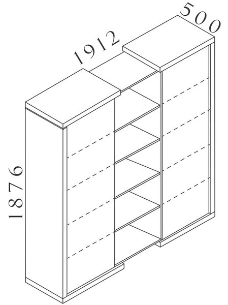 Vysoká skříň Lineart 191,2 x 50 x 187,6 cm, jilm světlý / antracit