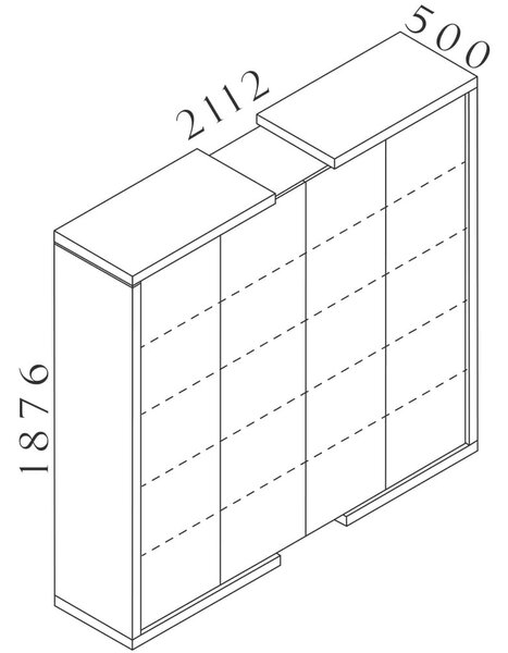Vysoká skříň Lineart 211,2 x 50 x 187,6 cm, jilm světlý / bílá