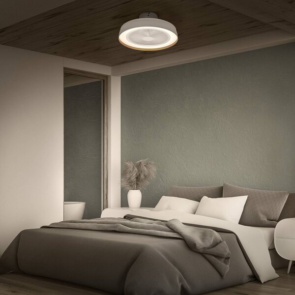 OSRAM Stropní ventilátor s LED osvětlením ENCAPSULATE, Ø 48 cm, bílý,, stmívatelný, Bílá / opál, Obývací pokoj / jídelna, Plast, Moderní