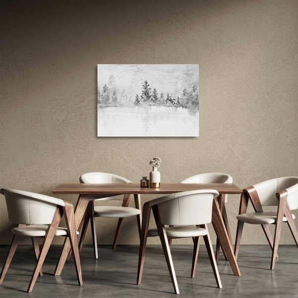 Skleněný obraz - Jeleni u jezera (70x50 cm)