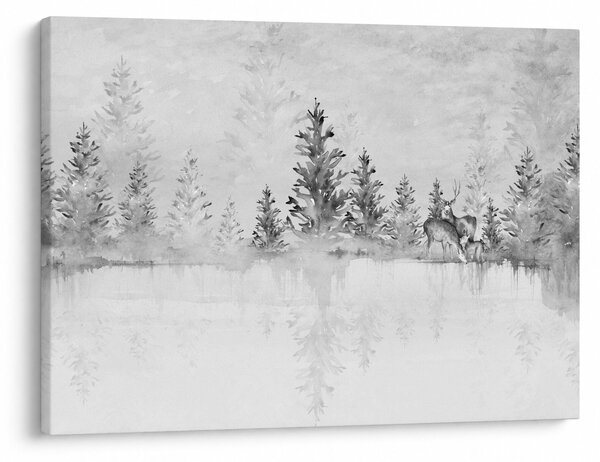 Obraz - Jeleni u jezera (70x50 cm)