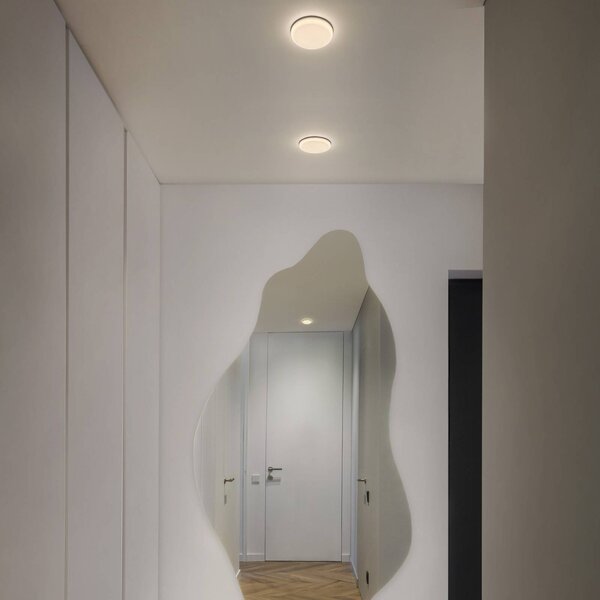 OSRAM LED podhledové svítidlo SLIM, Ø 17 cm, bílé, kov, 3 000 K, Bílá / opál, Obývací pokoj / jídelna, kov, Zapuštěné kulaté