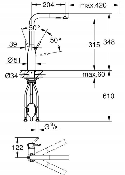 Kuchyňská baterie stojánková Grohe Essence černá