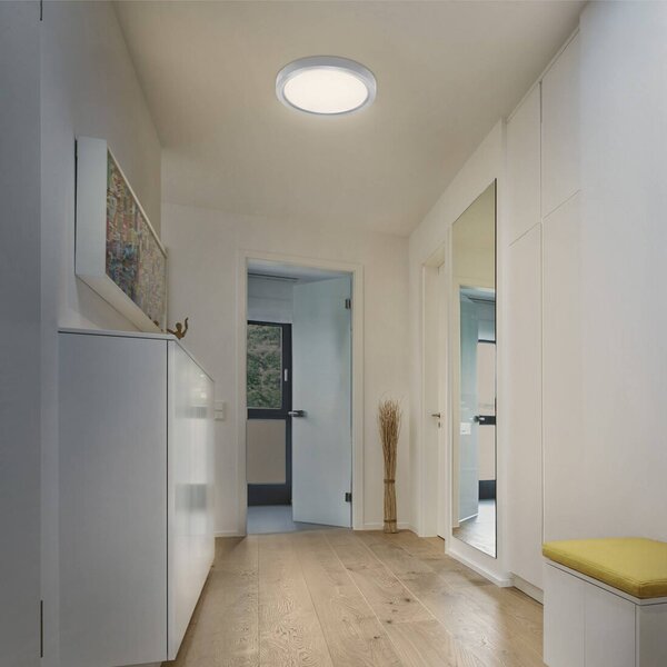 OSRAM LED stropní svítidlo ORBIS QUICKFIX, Ø 32 cm, stříbrné, clickdim, stmívatelný, Chrom / stříbro, Obývací pokoj / jídelna, kov, Moderní