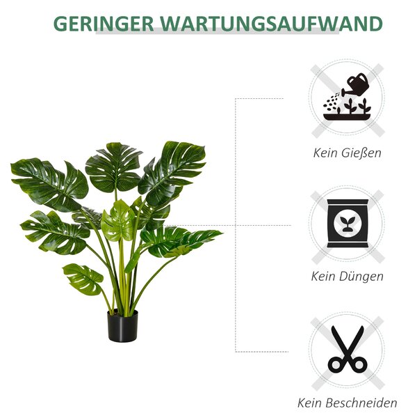 HOMCOM Umělé rostliny 110 cm Umělé Monstera rostliny v květináči Umělé stromy do interiéru Dekorativní rostlina Kancelářská rostlina Plastový květináč