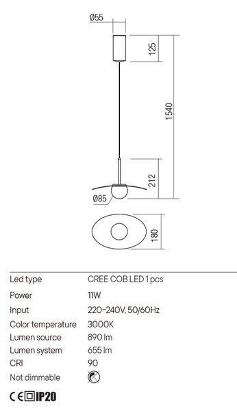 Redo Luxusní LED závěsné svítidlo CODY, š.18cm Barva: Černá