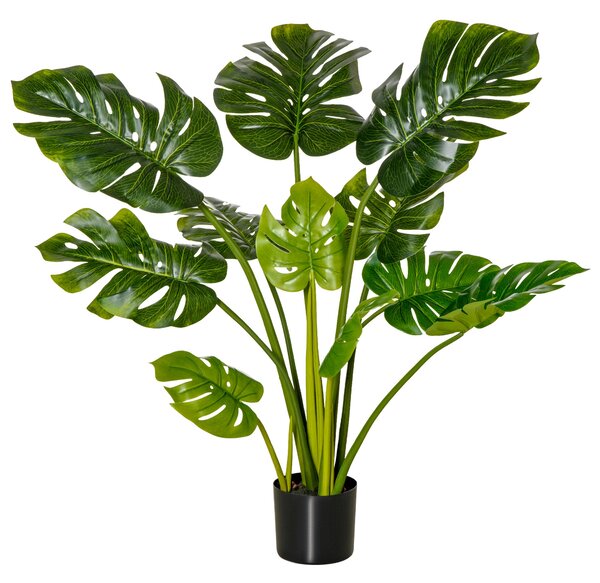 HOMCOM Umělé rostliny 110 cm Umělé Monstera rostliny v květináči Umělé stromy do interiéru Dekorativní rostlina Kancelářská rostlina Plastový květináč