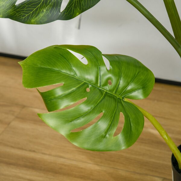 HOMCOM Umělé rostliny 110 cm Umělé Monstera rostliny v květináči Umělé stromy do interiéru Dekorativní rostlina Kancelářská rostlina Plastový květináč